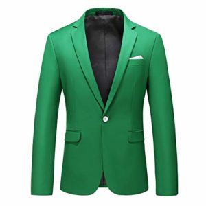UNINUKOO Men's Jacket Slim Fit Casual Blazer One Button Notched Lapel Turn-Down Collar Suit Jacket Blazer, Apple Green, 38