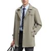 VETCS Men's Business Long Jacket Casual Regular Fit Notched Lapel Single Breasted Mid Length Trench Coat Fall Overcoat,Khaki,S