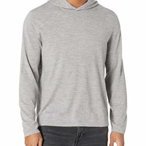 Vince Men's Wool Cashmere Pullover Hoodie Sweater, Heather Grey, Medium