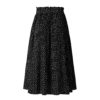 Womens High Waist Polka Dot Pleated Skirt Midi Swing Skirt with Pockets Black M
