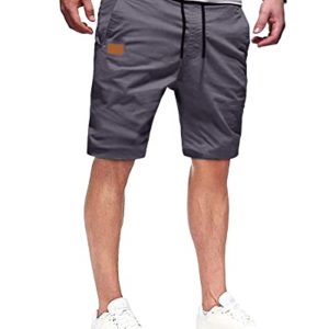 YAOBAOLE Mens Chino Shorts Mens Summer Drawstring Casual Sports Shorts Dark Gray XL
