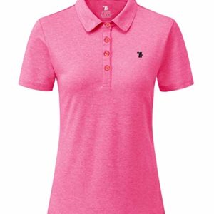 YSENTO Women's Sports Golf Shirts Breathable Quick Dry Short Sleeve Polo T-Shirts(Pink,XL)
