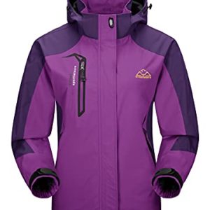 YSENTO Womens Waterproof Jackets Lightweight Outdoor Hiking Walking Softshell Rain Coat with Hood(Purple,M1)