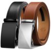 Zitahli Ratchet Belt for Men - Mens belt Leather 2 Packs with 1 3/8" Brown Black Belt in Gift Set Box - Micro Adjustable Belt, Basic Black/Brown, 34" to 48" Waist Adjustable