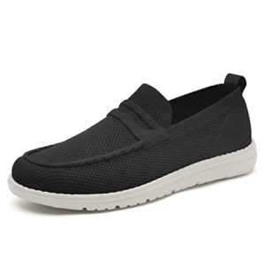1TAZERO Men Slip On Shoes Loafer with Arch Support Insoles,Men Casual Shoes for Plantar Fasciitis, 03black, 8 UK