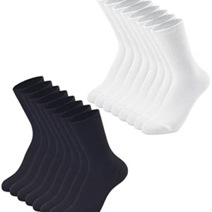 3-12 Pack Womens Dress Socks Size 6-9 LightWeight Thin Casual Crew Calf Socks, C_8 Pairs ( 4 Black/ 4 White )