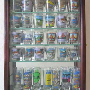 36 Shot Glass or 21 Shooter Display Case Cabinet with door, Solid Wood,SCD06B-CH