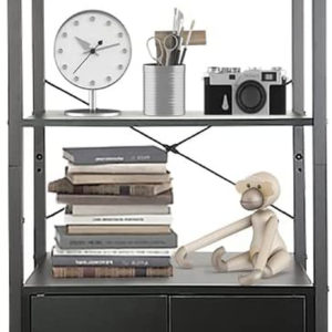 4-Layer Industrial Bookshelf | Bookcase with 2 Doors | Standing Storage Cabinet