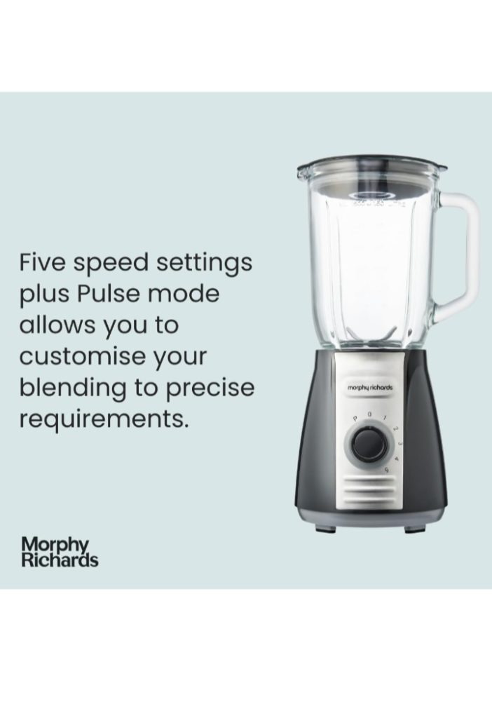 Frullatore Morphy Richards 403010 600W In Vetro: Caraffa 1,5 Litri Con Lame Tritaghiaccio Grigio