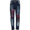 A2Z 4 Kids Girls Rose Embroidery Denim Pants - Girls Jeans JN26 Dark Blue 11-12