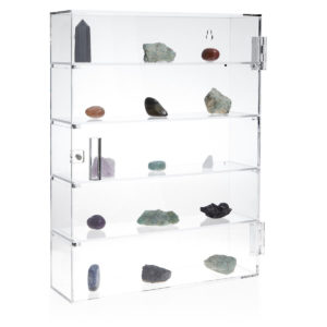 Acrylic Display Case with 5 Tiers for Rock Collection, Wall Mount (Clear, 14 In)