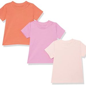 Amazon Aware Baby Girls' Organic Cotton Short-Sleeved T-Shirt, Pack of 3, Pink, 18 Months
