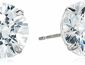Amazon Collection 14K Gold 4cttw Zirconia Round Stud Earrings