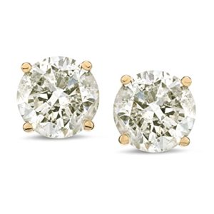 Amazon Collection 14k Yellow Gold Round-Cut Diamond Stud Earrings (1/3cttw, J-K Color, I2-I3 Clarity)