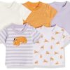 Amazon Essentials Baby Girls' Short-Sleeve Tee, Pack of 5, Lilac Cat, 24 Months