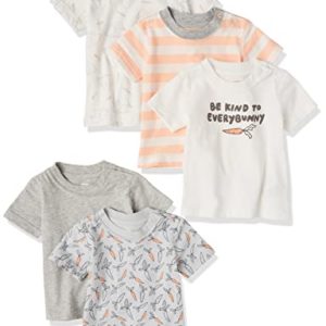 Amazon Essentials Unisex Babies' Short-Sleeve Tee, Pack of 5, Grey Bunny, 18 Months