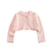 Baby Girls Knit Sweater Shirt Long Sleeve One Button Closure Bolero Shrug Solid Color Cardigan Coat Winter Spring Clothes, 90, Pink1, 1-2 Years