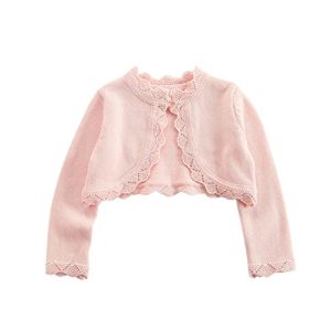 Baby Girls Knit Sweater Shirt Long Sleeve One Button Closure Bolero Shrug Solid Color Cardigan Coat Winter Spring Clothes, 90, Pink1, 1-2 Years