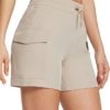 BALEAF Women's Hiking Cargo Shorts 5" Quick Dry Lightweight Travel Athletic Golf Shorts with Pockets Water Resistant Khaki XS
