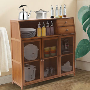 Bamboo Storage Cabinet Buffet Sideboard 2 Drawers Chest Of Dresser Storage NEW