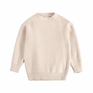 BemeUSWT Toddler Baby Girl Boy Sweater Oversized Baby Sweater Knit Solid Color Crewneck Long Sleeve Pullover Sweatshirt Knitwear Warm Top Autumn Clothes (B-Beige,1-2 Years)