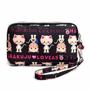 BIAOTIE Large Capacity Wristlet Wallet - Women Printed Nylon Waterproof Handbag Clutch Purse (H-04)