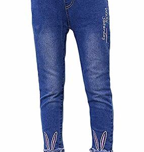 Big Girls Kids Distressed Ripped Hole Teens Jean Blue Cat Slim Denim Pants - blue - 6-7 Years