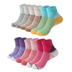 BUDERMMY Thermal Sports Socks Cushioned Trainer Socks 6 Pairs Running Socks for Women Cotton Walking Ankle Athletic Socks Ladies（multicolor 6pack 3-5）