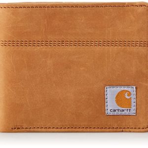 Carhartt Men's Bifold and Passcase Wallet, Durable Billfold Wallets, Available in Leather Canvas Styles Bag, Saddle Leather (Brown), One Size UK