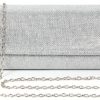 Clutch Bag Evening Bag Handbags Purse Handbag With Detachable Chain Strap for Wedding Cocktail Party Velvet Solid Color (Silver)