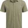 COOFANDY Mens Short Sleeve Cuban Guayabera Shirt Casual Summer Beach Button Down