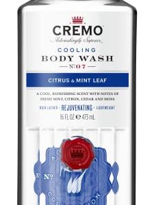 CREMO - Cooling Body Wash For Men | Rejuvenating Citrus & Mint Leaf Shower Gel | 473ml