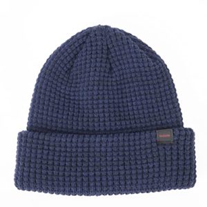 DASMINI Classic Waffle Men's Thicken Winter Knit Beanie Hats Cuffed Stretch Skull Cap Best Warm Gifts for Men, Navy/Lt Navy, Medium