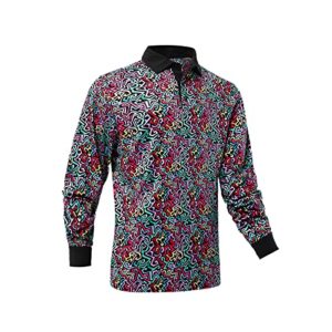 DEOLAX Mens Polo Shirts Performance Moisture Wicking Mens Golf Shirt Casual Dry Fit Long&Short Sleeve Polo Shirts, Colorful Lines, XL