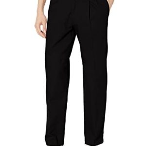 Dockers Men's Classic Fit Signature Khaki Lux Cotton Stretch Pants-Pleated (Regular and Big & Tall) Casual, Black, 38W x 32L