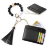 DOMUUH Keychain Wallet, Wristlet Wallets for Women, Keychain Wristlet for Women, Silicone Key Ring Bracelet with Card Wallet（New Black）, Black, Medium