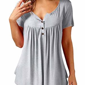 Florboom Short Sleeved Tunic Women Longshirts Swing Tops Baggy Grey Plus Size 22 24
