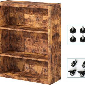 FUSUNBAO 3-Tier Bookshelf with Wheels Industrial Style Book Storage Organizer Bo