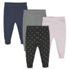 Gerber Baby Girls' 4-Pack Pants, Hearts, Newborn