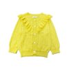 Girls Knit Cardigan Baby Toddler Girl Sweater Button Closure Ruffle Knitwear for Little Girl 2-6 Years, Yellow, 4-5 Years