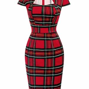 GRACE KARIN Women Vintage Pencil Dress Short Sleeve Bodycon Dress Floral-39(CL7597) Medium