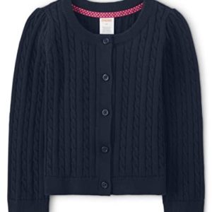Gymboree Girls Toddler Long Sleeve Cable Knit Cardigan Sweater Shirt, Navy Slate, 4 Years