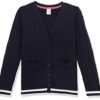 Gymboree Girls Toddler Sleeve Cable Knit Long Cardigan Sweater Shirt, Navy Slate, 4 Years