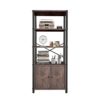Jahof 4-Layer Industrial Bookshelf, Bookcase with 2 Doors, Standing Storage Cabinet for Living Room, Home Office, Bedroom, Washroom, Kitchen (4-Tier, Brown)