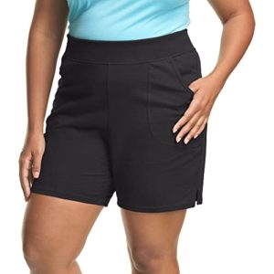 Just My Size Women's Plus Cotton Jersey Pull-On Shorts, Black, 2X