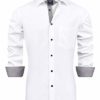 J.VER Men's White Dress Shirts Long Sleeve Business Regular Fit Fashion Button Down Stretch Formal Shirt Wedding Work Non Iron L