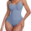 KIKIMINK Bodysuit Shapewear for Women Tummy Control Seamless Body Shaper Faja Tops Butt Lifting Full Body Shapewear Padded, 1pk-blue, Medium/Large