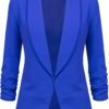 Lock and Love Women 3/4 Sleeve Blazer Open Front Cardigan Jacket Work Office Bla