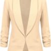 Lock and Love Women 3/4 Sleeve Blazer Open Front Cardigan Jacket Work Office Bla