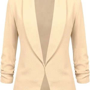Lock and Love Women 3/4 Sleeve Blazer Open Front Cardigan Jacket Work Office Bla